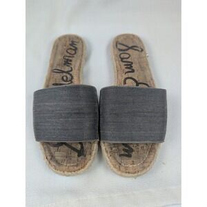 Sam Edelman Aluna Espadrille Slide Sandals Womens 8.5 M Pewter Metallic Cork